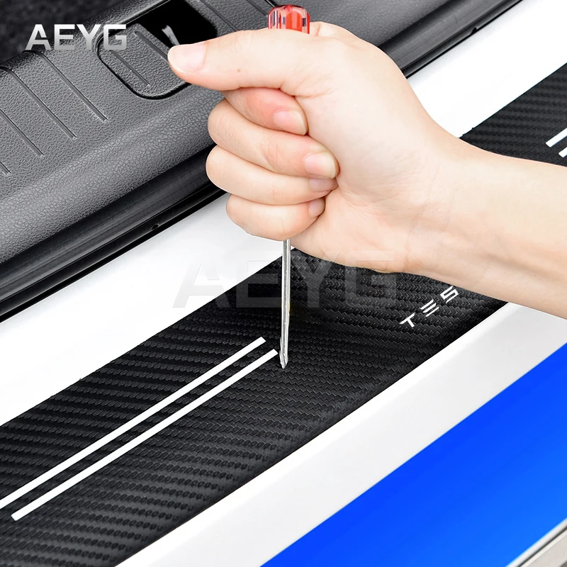 Защитные наклейки для заднего бампера автомобиля из углеродного волокна Tesla Model 3