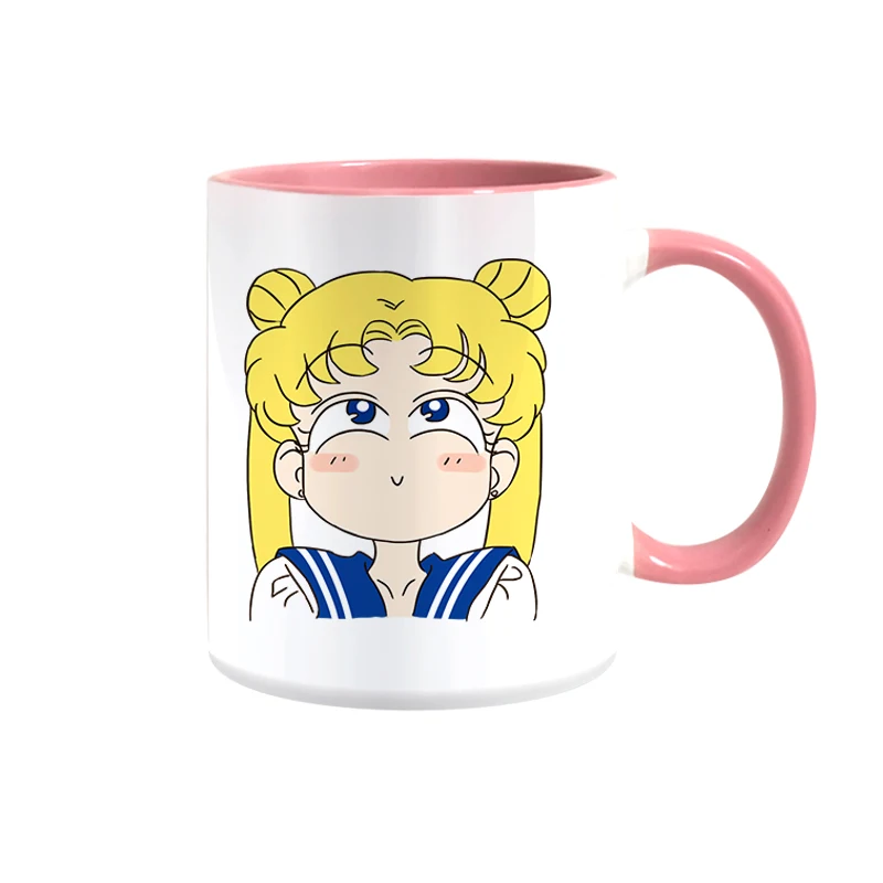 

Kawaii Sailor Moon Mug With Spoon and Lid Creative Cute Cartoon Printing Home Milk Coffee Cup Birthday Gift for Girl