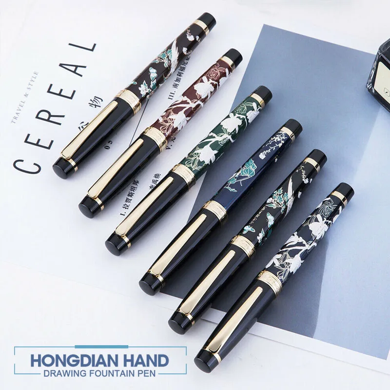 HongDian перьевая ручка для ручного рисования синяя сорока F Перо 0,5 мм перьевые ручки подарок офисный бизнес письменный набор канцелярские принадлежности