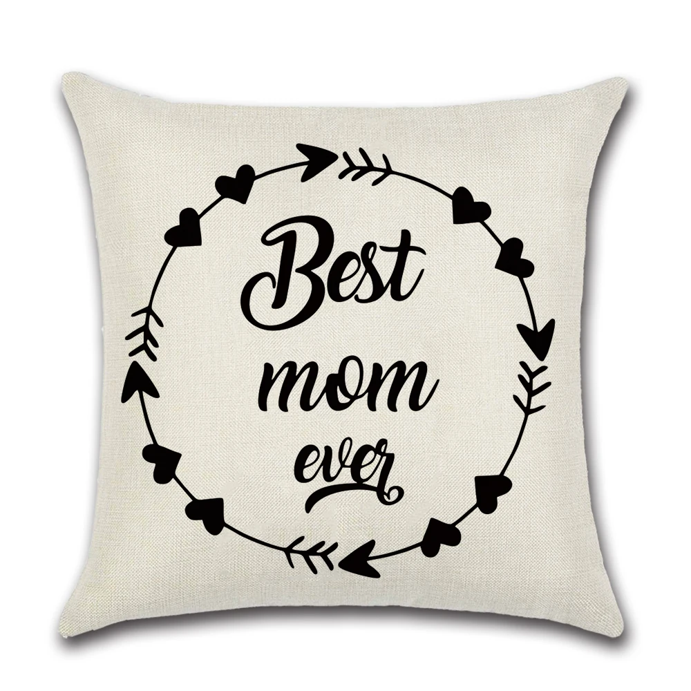 

Decorative Cushion Cover Cotton Linen Printing Text Pillowcase Car Pillow Cover Chair Sofa Cushion Case Mother's Day Gift 45*45