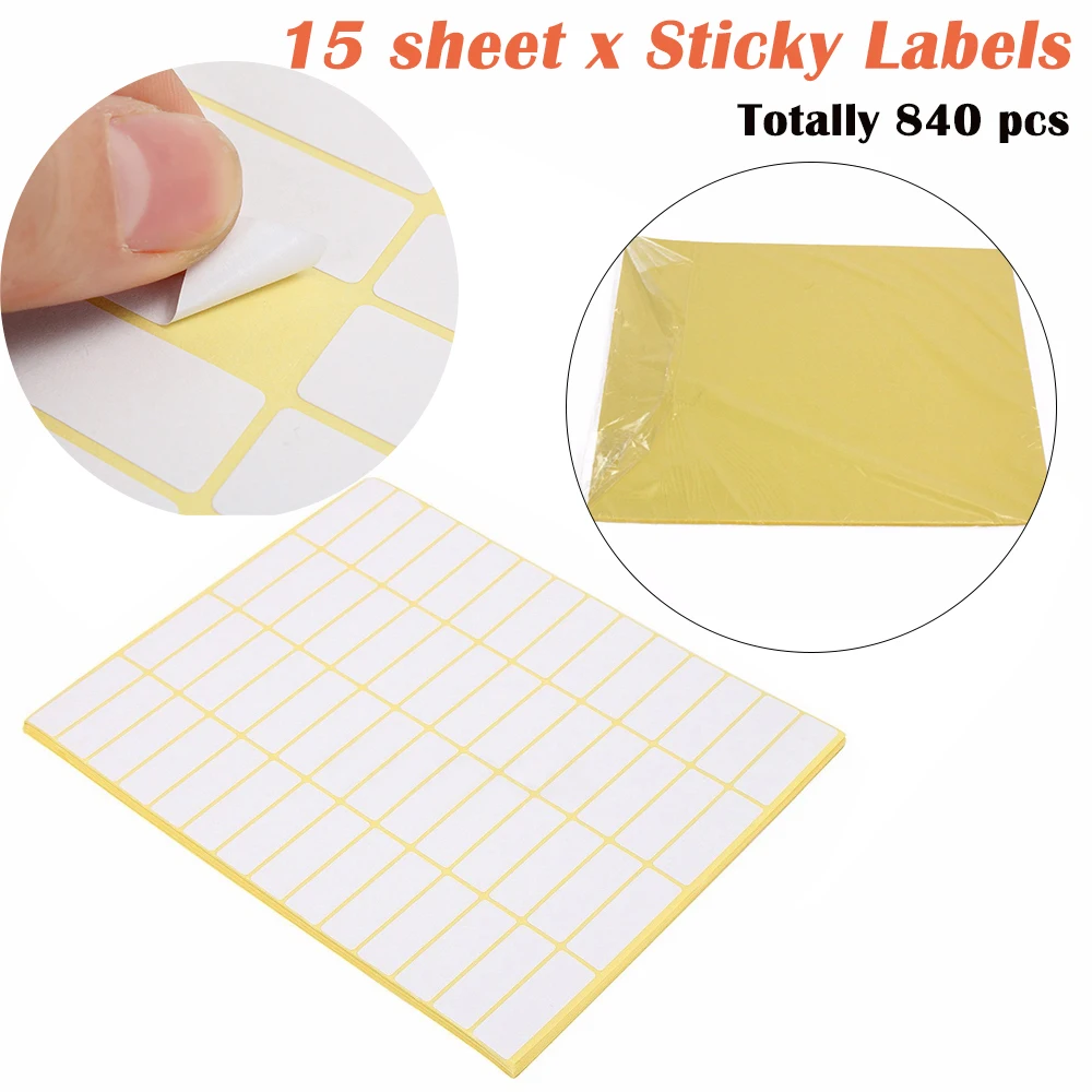 

840 White Small Sticky Labels 38x13 mm Price Stickers Tags Blank Self Adhesive Writable Note Crafts
