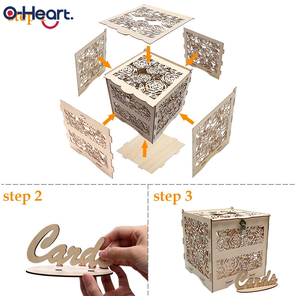 DIY Розовый День Святого Валентина коробка для карт с замком квадратный