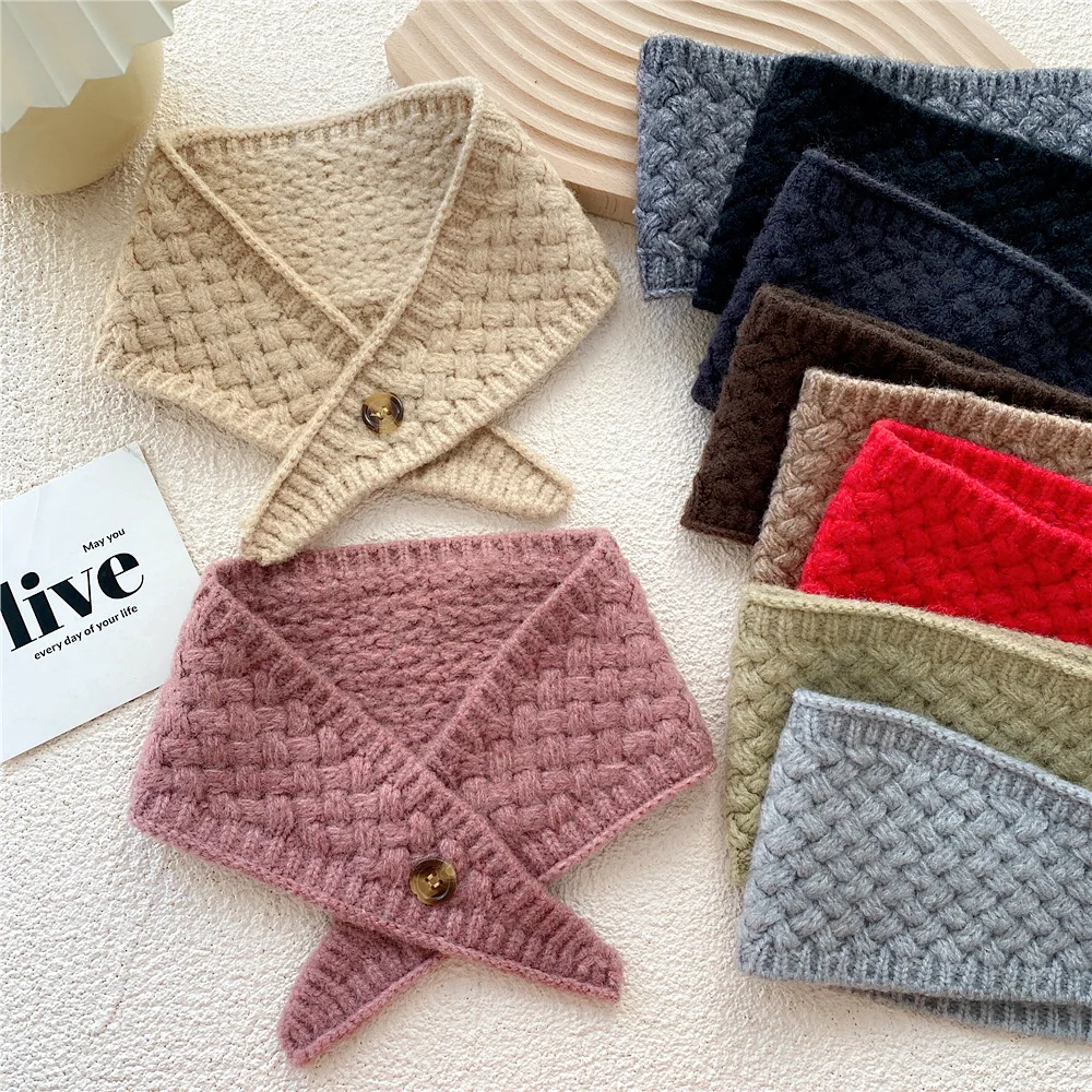 

Новый студенческий зимний шарф для женщин, трикотажный женский чокер со съемным отворотом