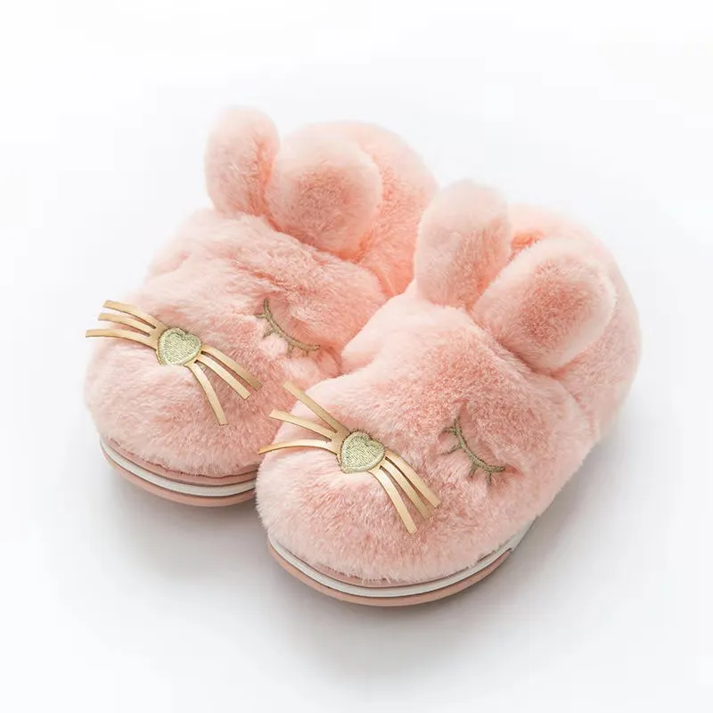 Зимние Детские домашние тапочки для мальчиков и девочек милая хлопковая обувь с