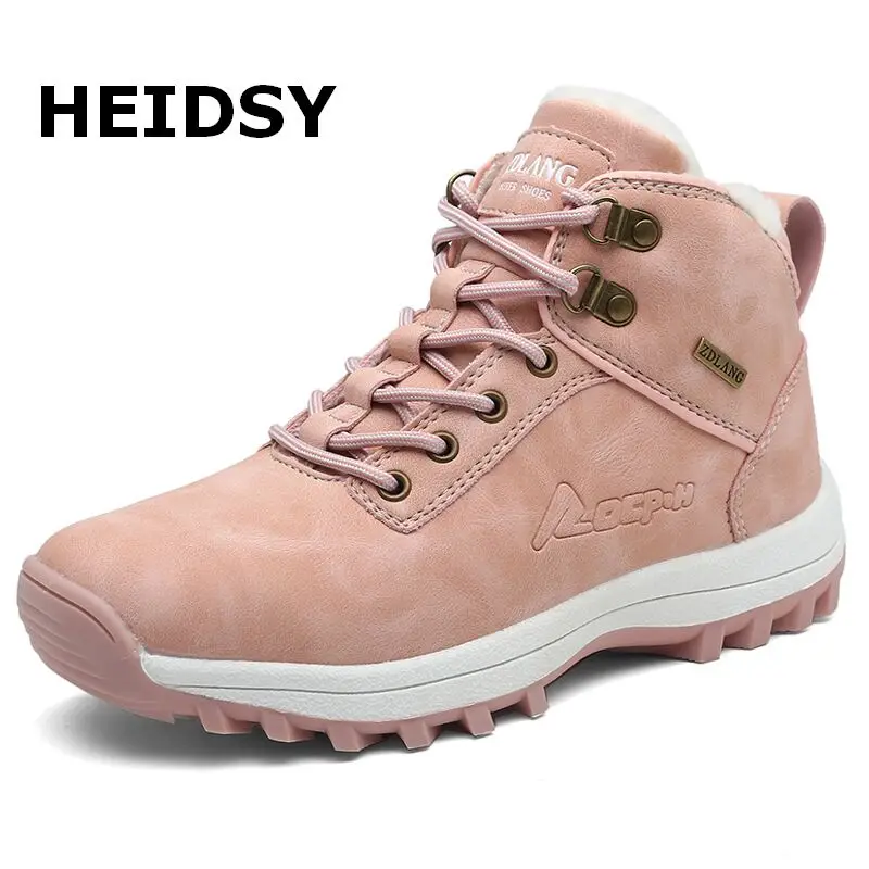 Женские Теплые ботильоны Heidsy зимние водонепроницаемые ботинки размера плюс с