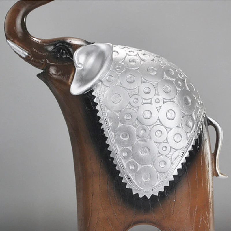 2pcs/Set Europe Resin Wood Grain Statues Decoration Elephant Statue Souvenir Living Room Ornament Gifts Modern | Дом и сад