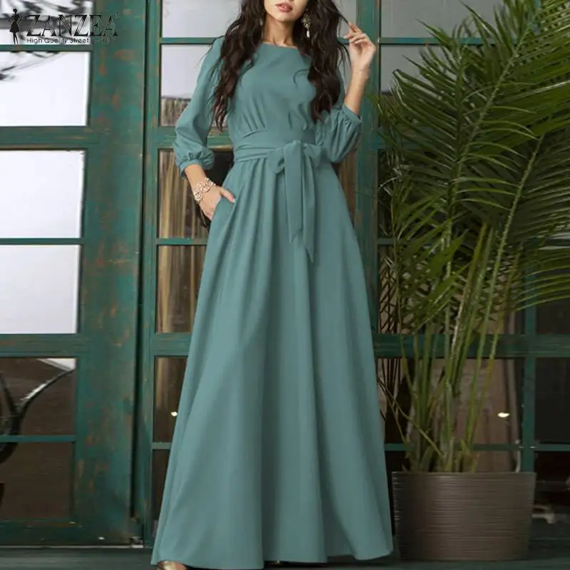 Фото Женское длинное вечервечерние платье винтажное однотонное Макси-платье с