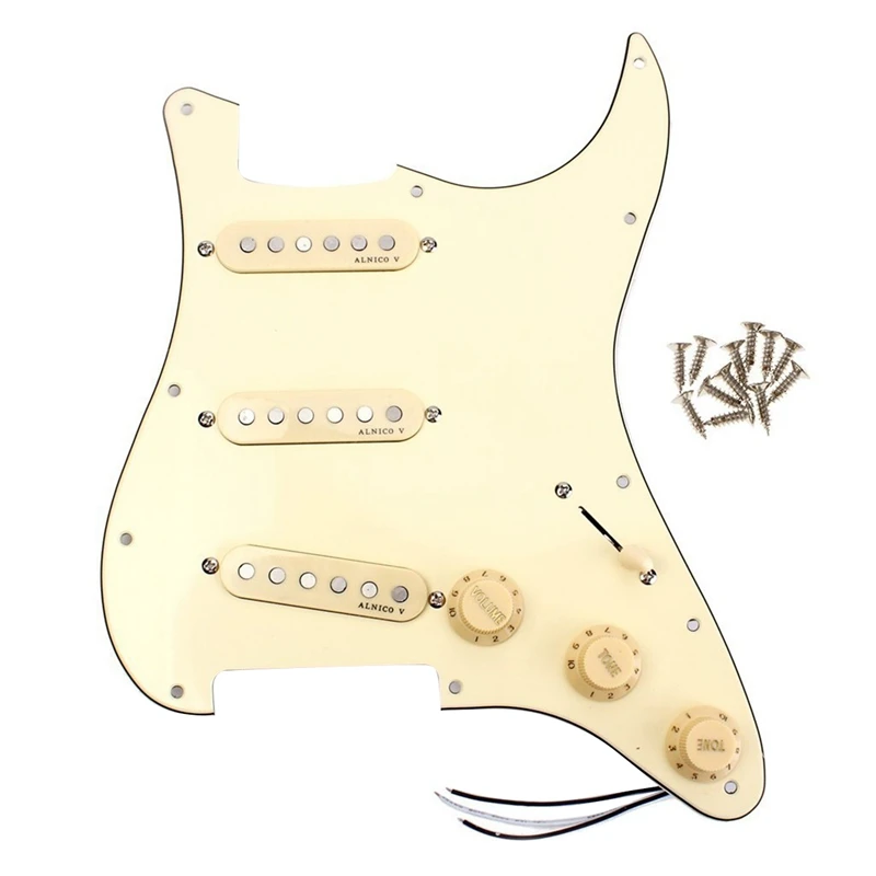 

Prewired Pickguard Schrauben Set Classical Prewired Loaded SSS Pickguard Alnico V Pickups in 60S for Fender ST Guitar