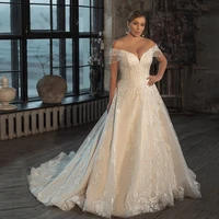 deep v neck off the shoulder applique elegant wedding dresses for ladies bridal gowns sleeveless vestidos floor length plus size