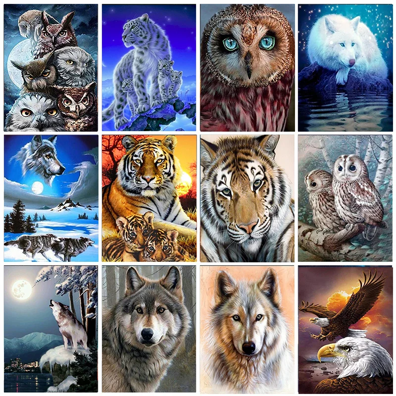 Алмазная живопись сделай сам животное тигр сова набор крест полная вышивка