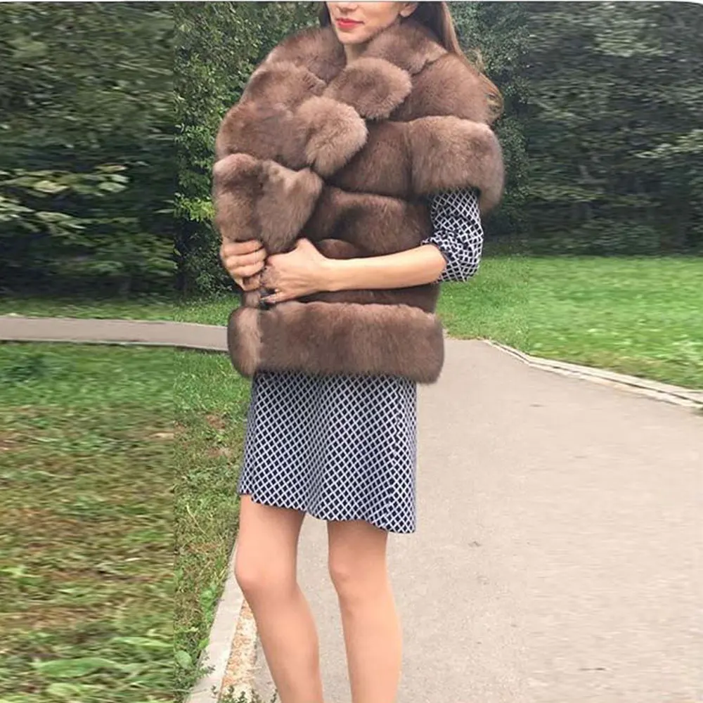 Новое натуральное пальто из натурального Лисьего меха зимняя женская длинная стильная натуральная меховая куртка женская качественная натуральный мех лисы пальто