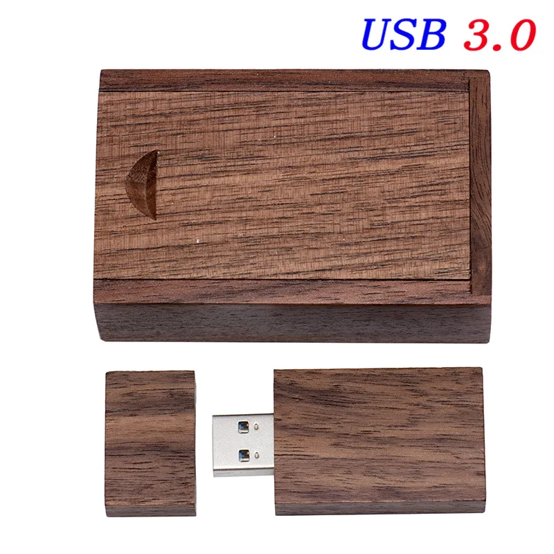 SHANDIAN Пользовательский логотип деревянный usb+ коробка флэш-накопитель карта памяти 4 ГБ 8 ГБ 16 ГБ 32 ГБ 64 ГБ Флешка логотип для фотографии свадьбы - Цвет: Walnut wood