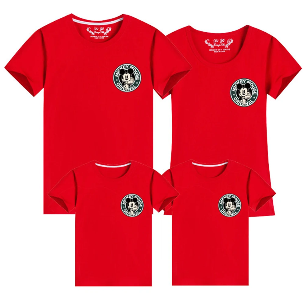 

Kawaii Disney Family Matching Outfits Mom Dad Kid Son Baby Tshirt Family Tshirts Child Mickey Minnie Tops Photograph Tee Top