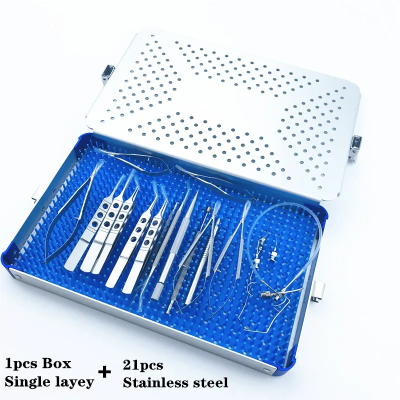21pcs Cataract Eye Micro Surgery Surgical Ophthalmic Instruments with case box