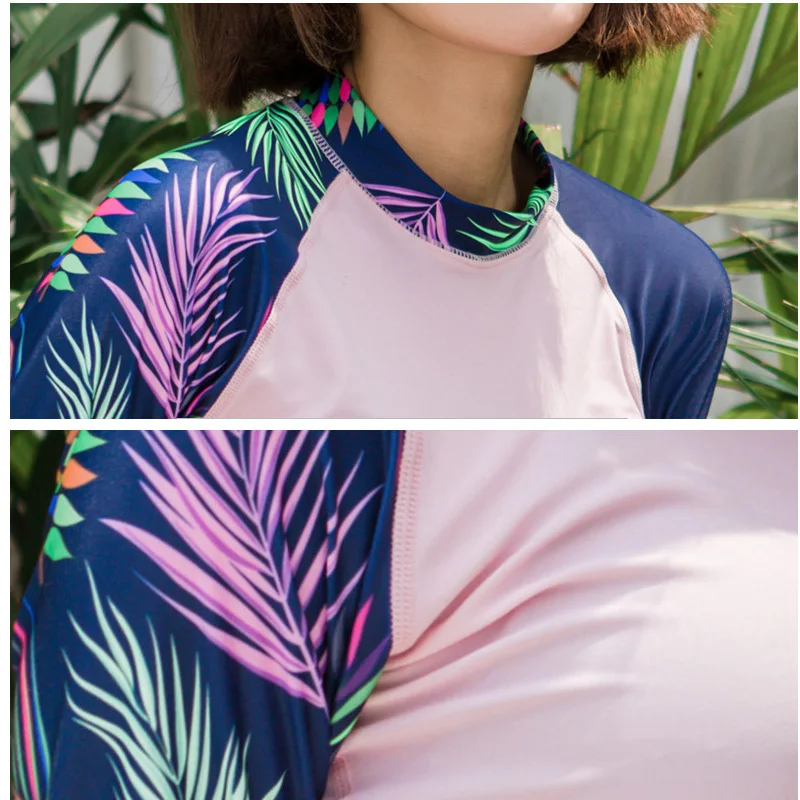 

Rashguards Women's UV 50+ Rash Guard Shirt & Pants Swim Tee / Leggings Surfing Suits set of 4-piece Pink Blue Sun Protective