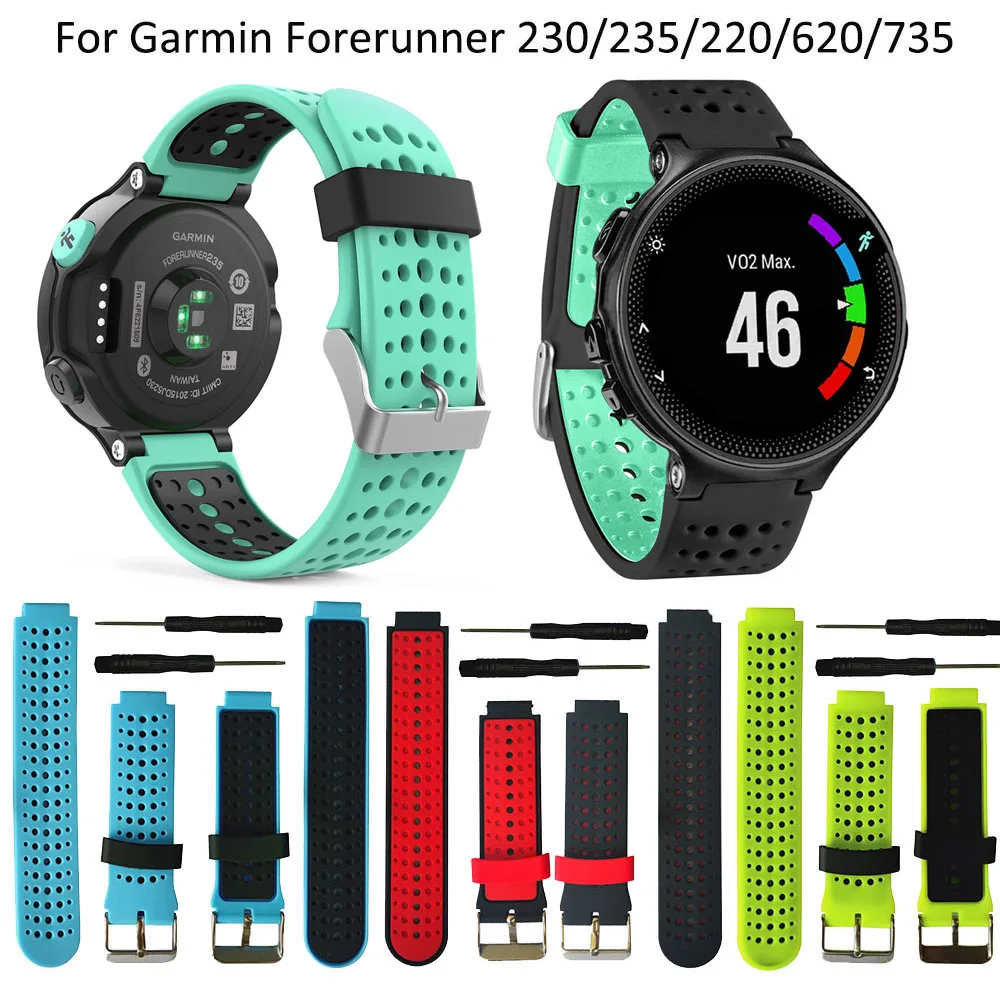

Colorful Soft Silicone Replacement WatchBand Strap for Garmin Forerunner 230/235/220/620/630/735 Smart watch Sport wriststrap