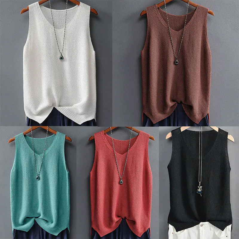 

Loose Vest Women's Knitting Cool Silk Wearing Sleeveless Tank Top Sexy Bottoming Vet