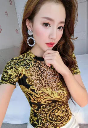 New Spring autumn Women Punk T-Shirt Multicolor Stand Collar Long Sleeve Pullover Sexy T-shirt Top | Женская одежда