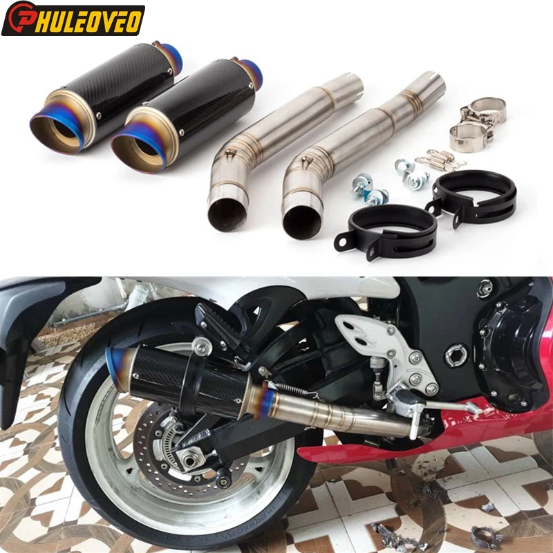 

For Hayabusa GSX1300R 2008-2017 Motorcycle Exhaust Muffler Escape Demper Link Pipe Carbon Exhaust Mid Connect Pipe for GSXR1300