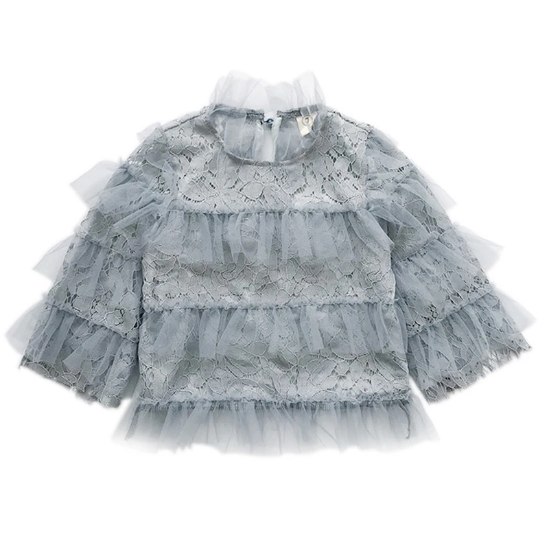 Welaken/кружевная шифоновая футболка топ для маленьких девочек модная Осенняя