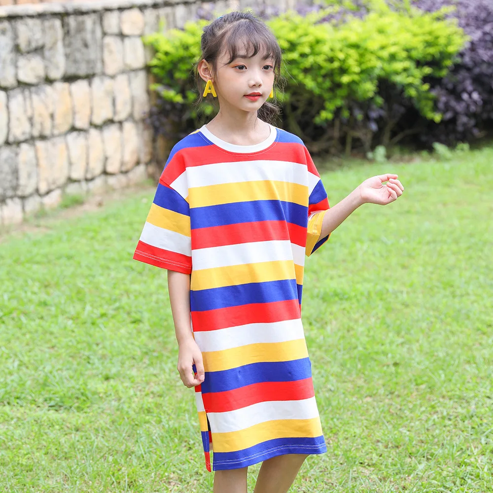 Летнее Детское платье новинка 2020 с коротким рукавом для девочек модная детская