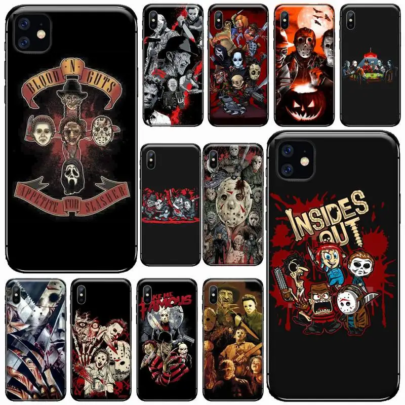 

Movie Horror Icon pattern Phone Case for iPhone 11 12 pro XS MAX 8 7 6 6S Plus X 5S SE 2020 XR Soft silicone shell funda cover