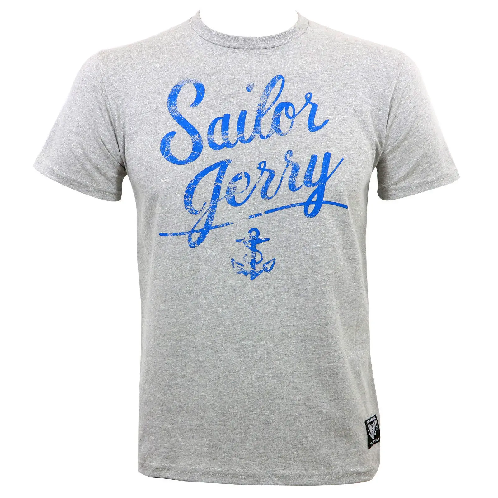 Сейлор Джерри тату скрипт якорь серый Slim Fit футболка S Новые мужские футболки мода