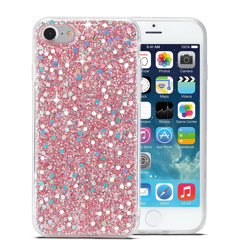 LLZ. COQUE милый Алмазный чехол для телефона для IPhone 11 Pro XS Max XR X 6 6S Plus 5 5S SE 7 8 Plus Блестящий силиконовый чехол Funda Capas - Цвет: pink