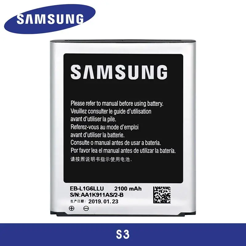 Оригинальный samsung S3 Батарея EB L1G6LLU для Galaxy i9300 i9305 i747 i535 L710 2100 мАч с NFC|original s3 battery|s3