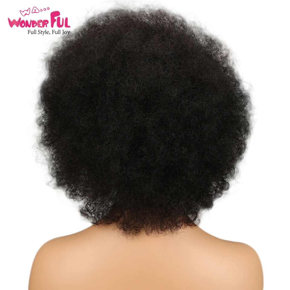 Замечательный короткий афро кудрявый парик бразильские волосы Remy человеческие