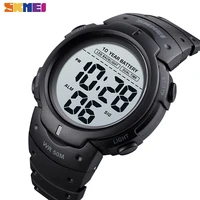 skmei led dual time watch men ten year battery digital mens wristwatches waterproof 12 24 hours alarm clock montre homme 1561
