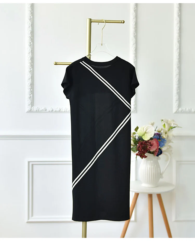 

High End Wool Stitching Silk Printing Short Sleeve Silk Dress For Women