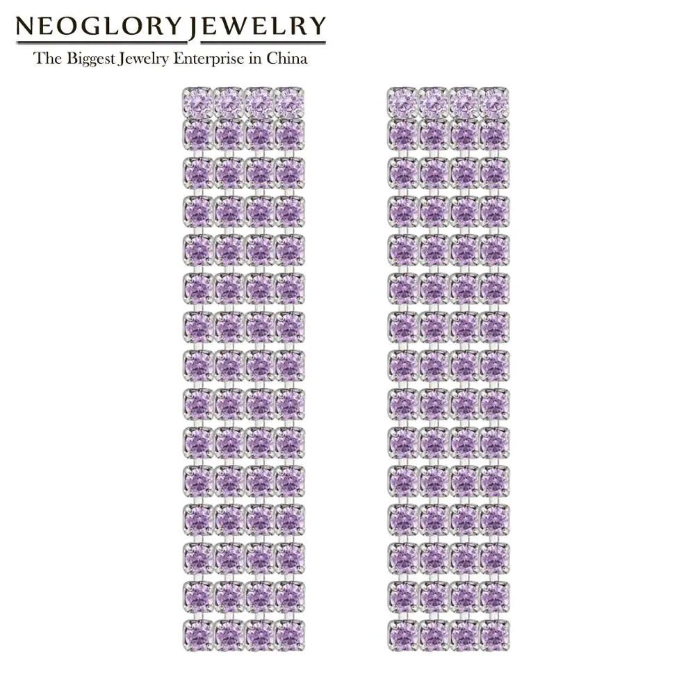

Neoglory 2020 модные серьги-кисточки с цепочкой в форме когтей для женщин ювелирные изделия для невесты для свадебного банкета с размером 1,5 мм CZ 4 ряда 3 см