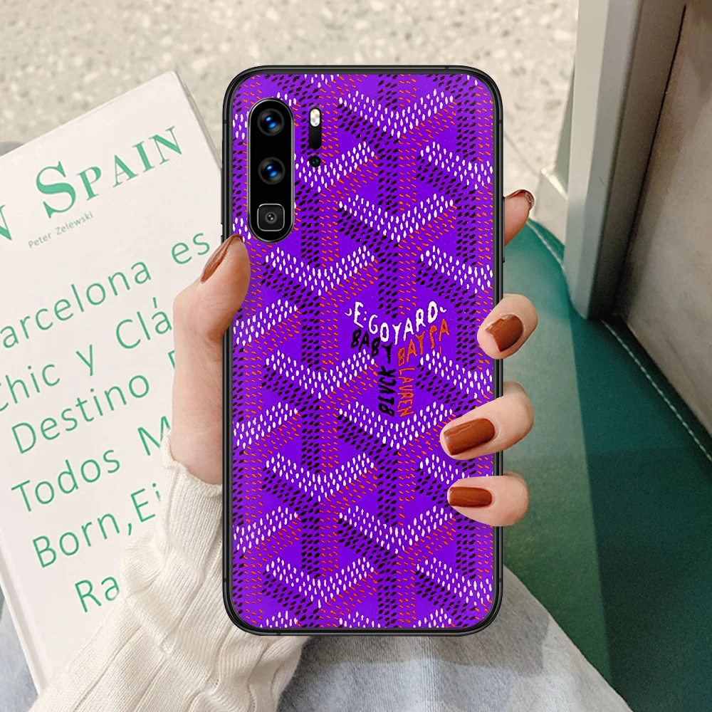 

Goyard Design Colourful Phone case For Huawei P 9 Smart 10 20 30 40 8 Lite Mini Z 2019 Pro black shell silicone cell cover