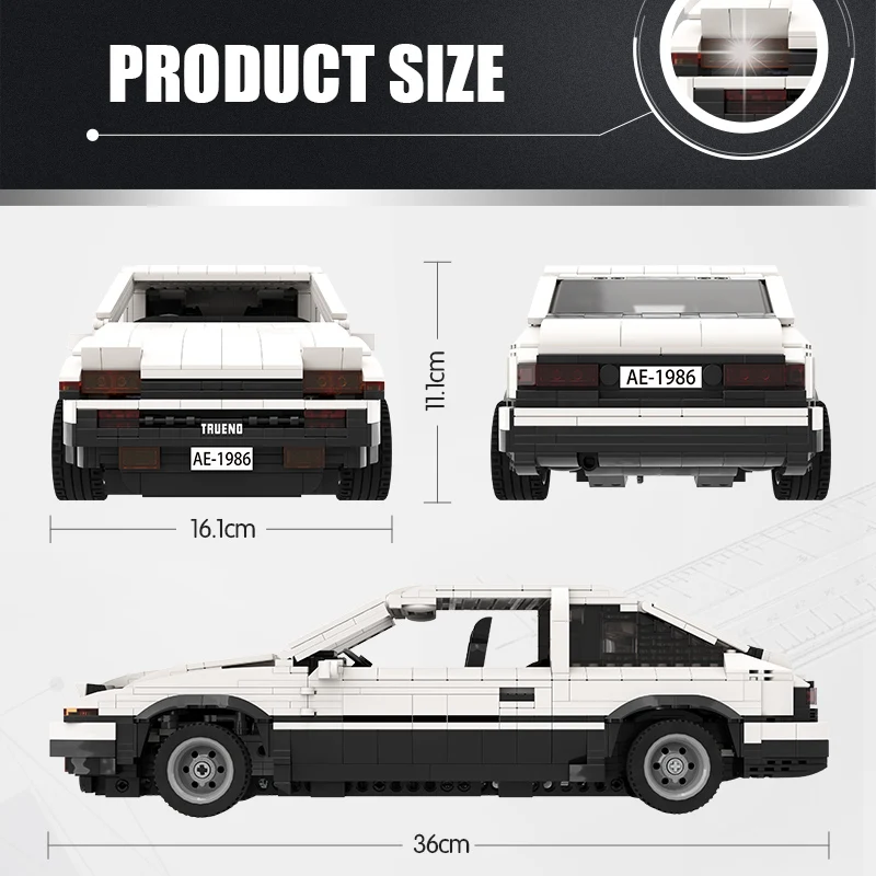 

1550pcs AE86 MOC APP Remote Control Drift Racing Car Building Blocks for Technical RC City Vehicle Brick Toys For Children Gift