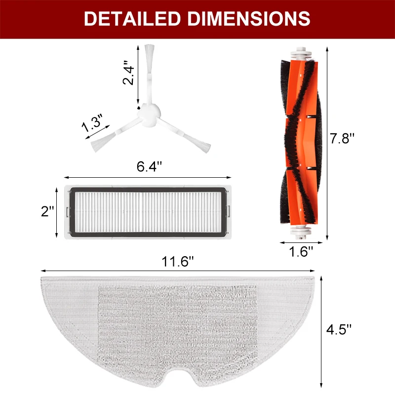 

Hepa Filter Main Brush Mop Cloth Replacement Kits for Xiaomi Mijia STYTJ01ZHM Robot Vacuum Cleaner Accessories