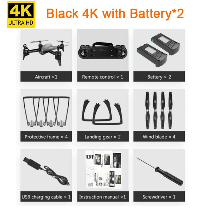 black 4K battery2 SG106 HD Дрон с двойной камерой 1080 P/4 K WiFi FPV в режиме реального времени воздушная видео широкоугольный оптический поток RC Квадрокоптер вертолет игрушки - Цвет: black 4K battery2
