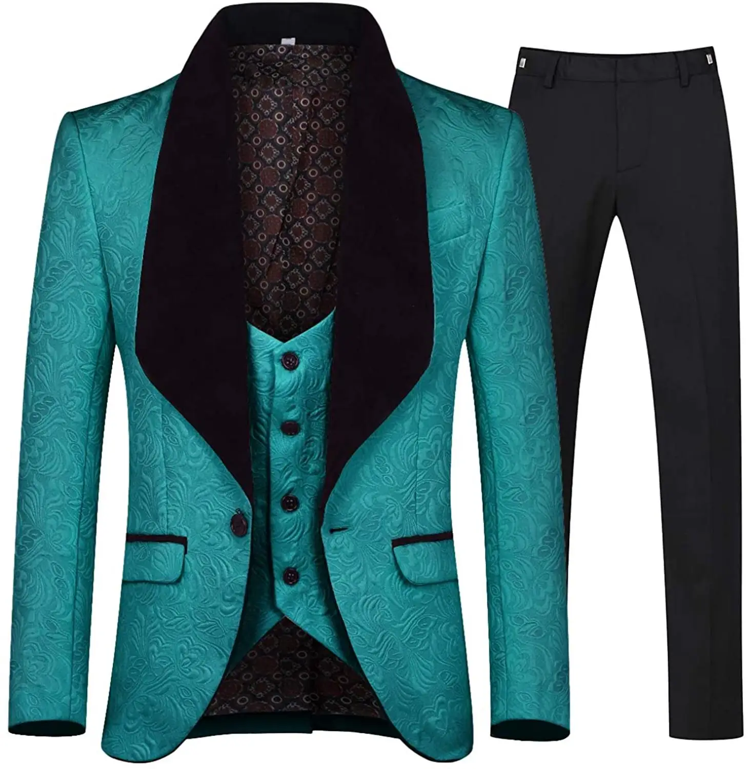 

Teal Green Men's Suits 3-Pieces High Quality New Style Wedding Bridegroom Tuxedos Blazer Party Prom (Blazer+vest+Pants)