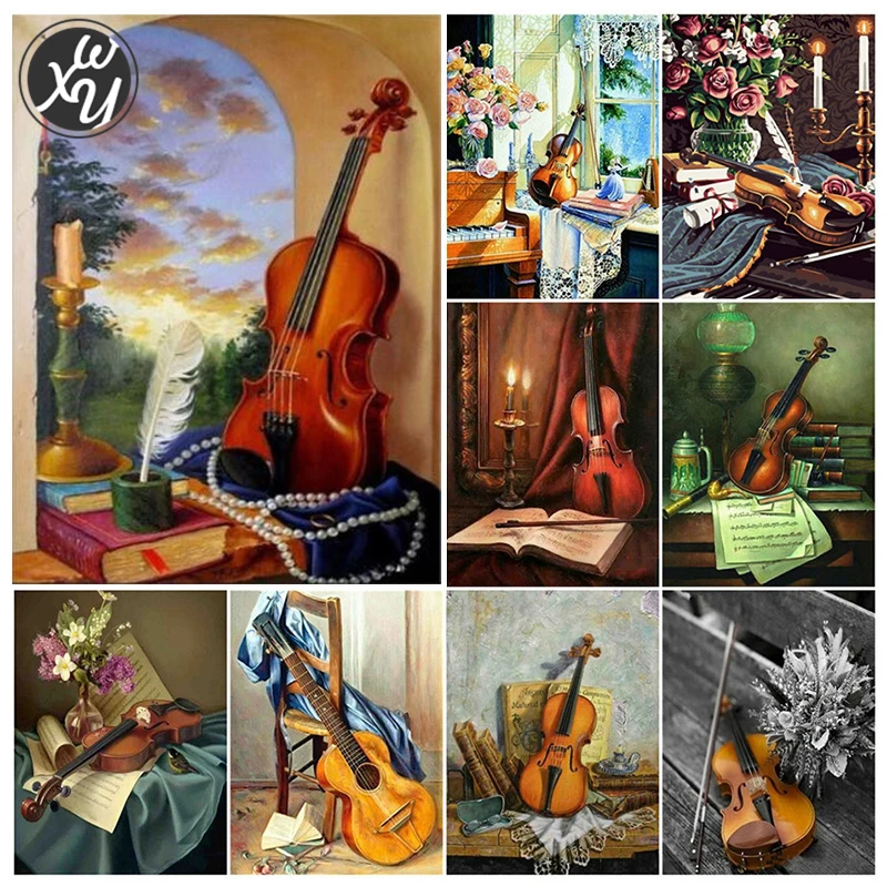 WEIWEI 5D Diy алмазная живопись винтажная скрипка Полный Набор для вышивки крестиком