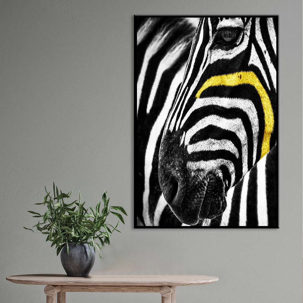 

Modern Zebra Poster Prints Wall Art Canvas Painting Posters and Prints Yellow Nordic Scandinavian Picture For Living Room Decor