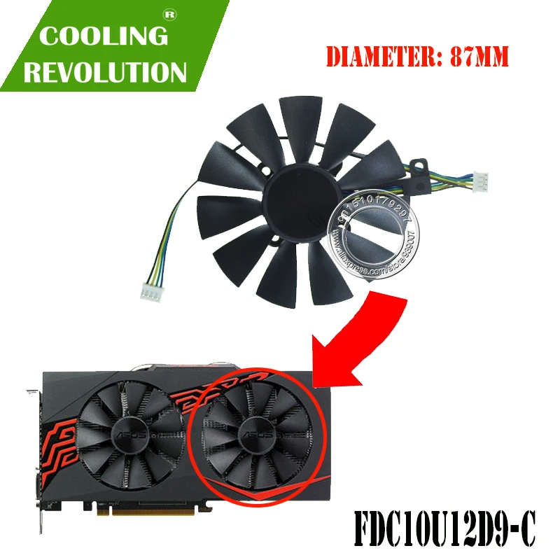 87 мм T129215BU FDC10U12D9 C PLD09210B12HH охлаждающий вентилятор для карт ASUS Radeon RX 470 570 580 EXPEDITION OC