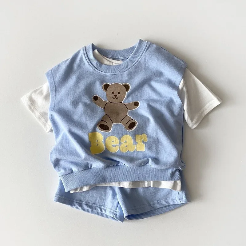

Koodykids 2021 Summer Baby Girl Boy Clothes Set 3PCS Toddler Soft Cotton Clothing Shirt Pants Casual Clothes Short Sleeve Shirt