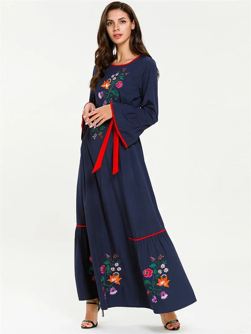 Мусульманское платье с вышивкой модные вечерние мусульманские кафтан винтажные