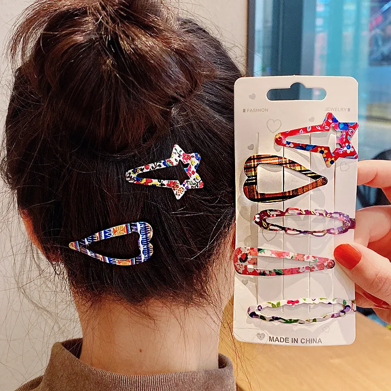 Заколки для волос женские из сплава с геометрическим принтом 10/12 шт./компл.| |