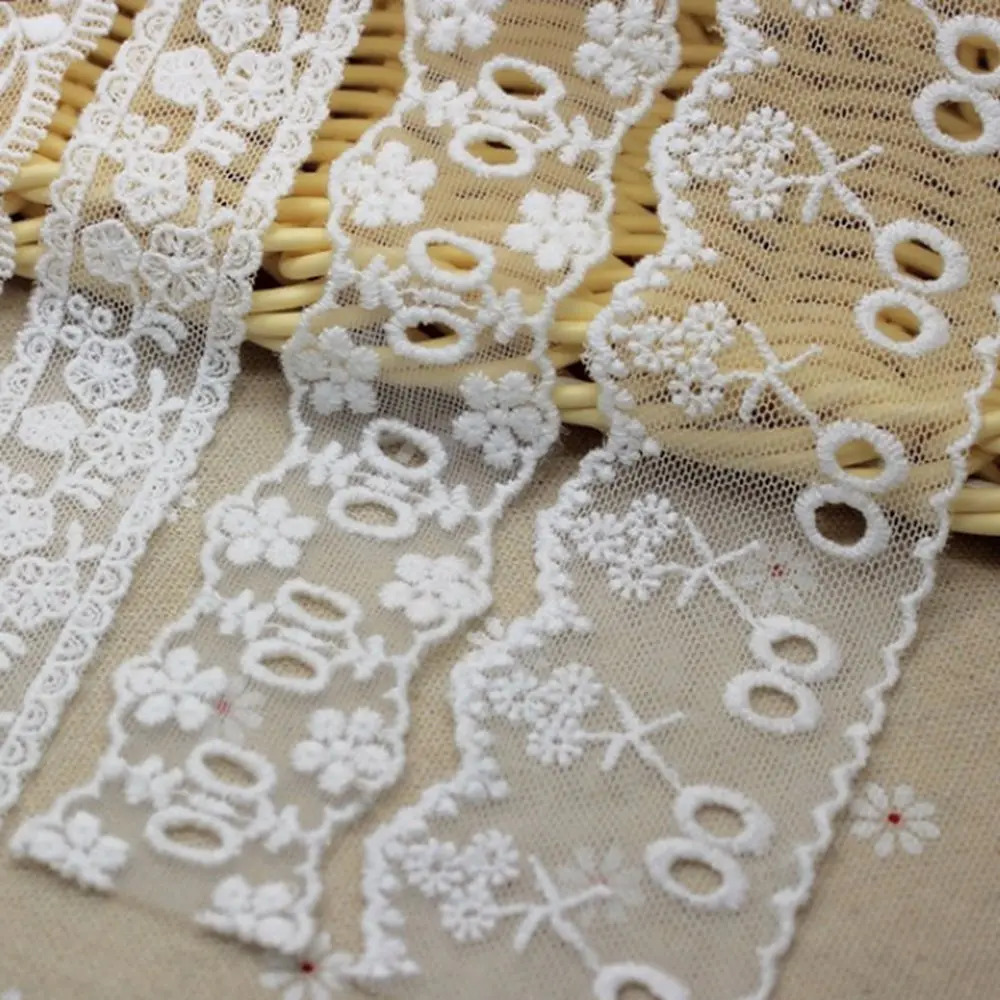 Кружевная лента ткань белый цветочный букет декоративная Цветочная вышивка