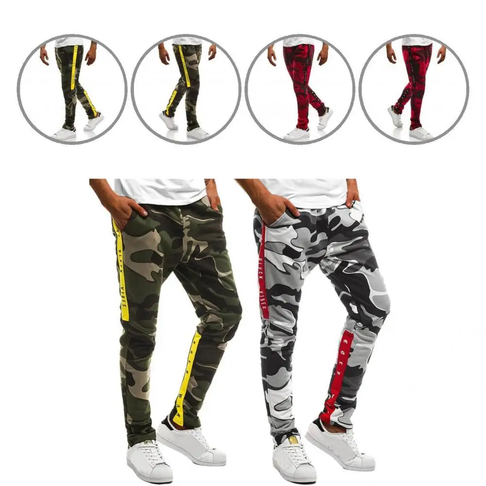 

Simplicity Trendy All-match Men Long Sweatpants Elastic Waist Men Trousers Close Fitting for Gym