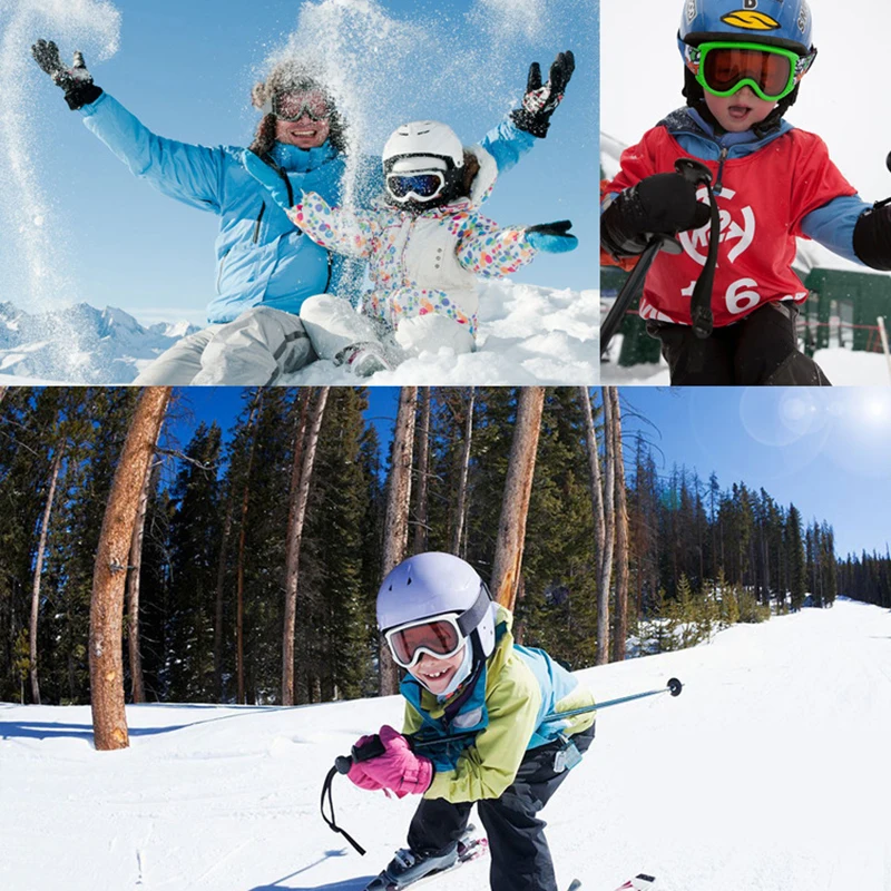 

Adult Children Winter Skiing Goggles Snow Sports Anti-fog Snowmobile Dustproof Windproof Eyewear Skate Sunglasses