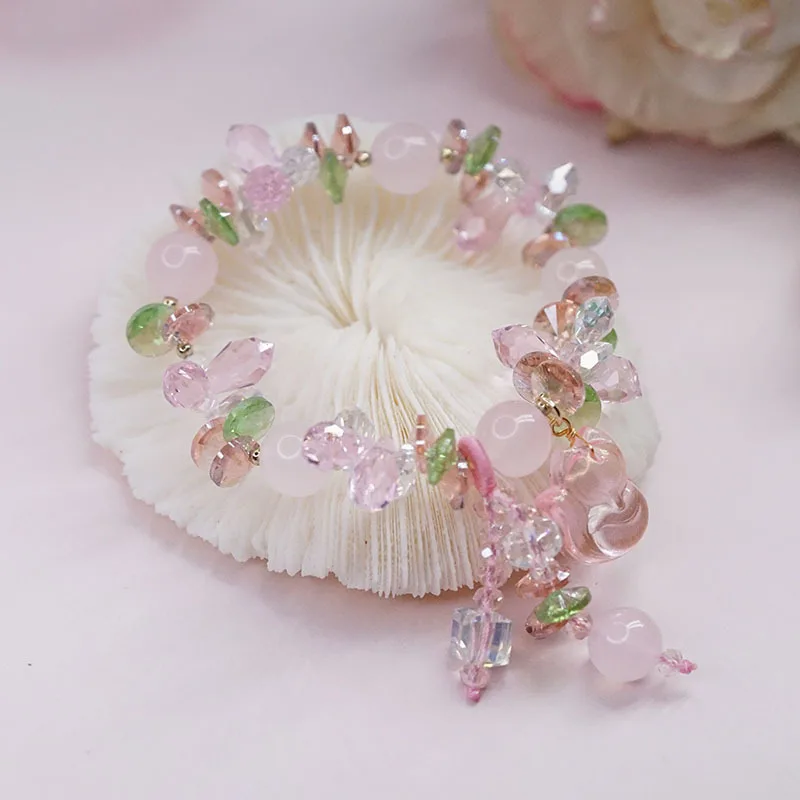 Женский браслет с подвеской в виде животного/лисы из натурального камня |