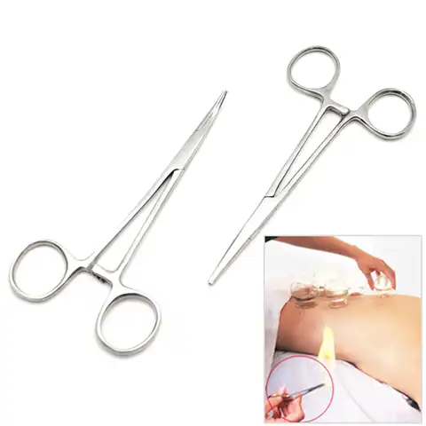 Hemostatic clamping forceps straight and curved tweezers medical surgical toothed