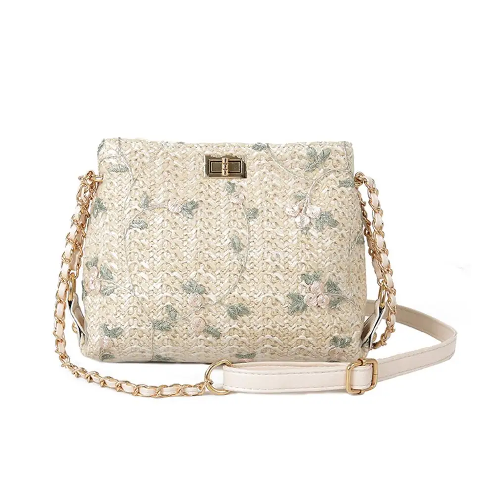 Женская сумка мессенджер с квадратным кружевным плетением простая стильная